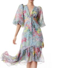Alice + Olivia Katia Twist Front Floral Cutout High Low Dress, Lola's Dream, 2