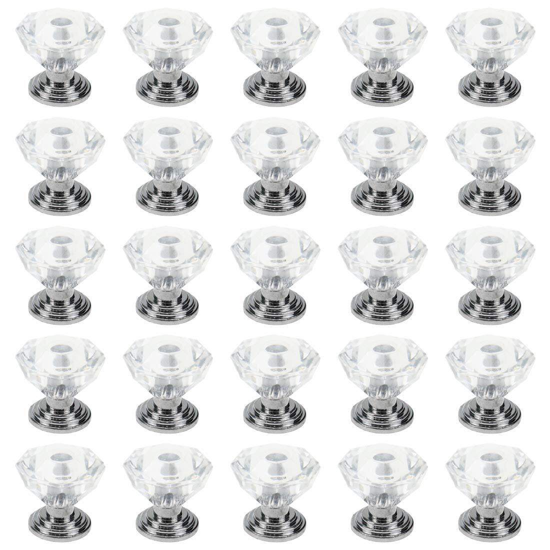 25pcs 3/4-Inch Diameter Acrylic Crystal Small-Size Cabinet Knobs Drawer Pulls...