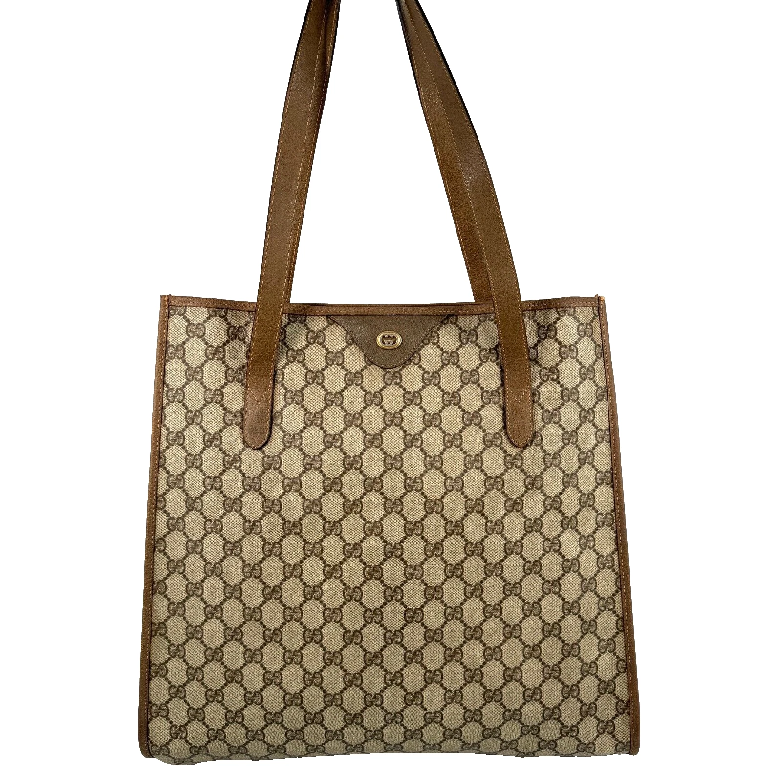 Gucci sac fourre tout vintage PVC GG forme marron suprême Japon authentique #597