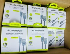 Lot Of 22 - PureGear (6Ft) USB-A To USB-C Charging Cable - Gray - Open-Box