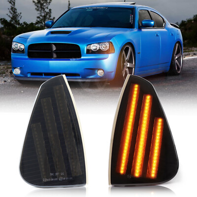 Schwarz LED Vorne Blinker Seitenmarkierungsleuchten Für 2006-2010 Dodge Charger