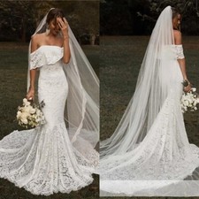 Boho Mermaid Wedding Dresses Strapless Backless Lace Applique Beach Bridal Gowns