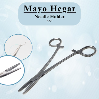 Surgical Needle Holder with Serrated Tips for Practicing Suturing Tasks 5.5''