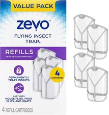 Zevo Flying Insect Trap Refills – 4 Cartridges Single Free Shipping