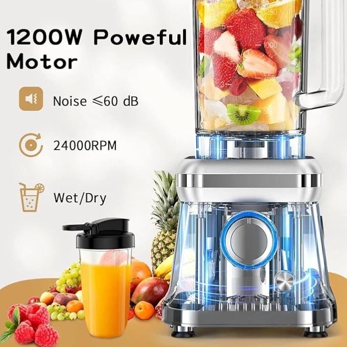 Standmixer Hochleistungsmixer 1200W Mixer Smoothie Maker 1.6L Standmixer Glas - Bild 2 von 4