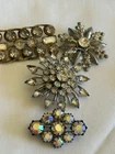 Vintage Lot Costume Jewelry  Broches rhinestones bronze AB stones Czech glass