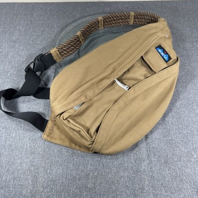 Kavu Rope Sling Bag Crossbody Shoulder Backpack Brown Canvas Hiking Outdoors