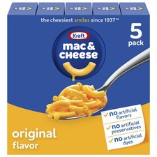 Kraft Mac and Cheese, 5 Boxes, for Easy Dinner or Dinner Sides, Original Flavor,