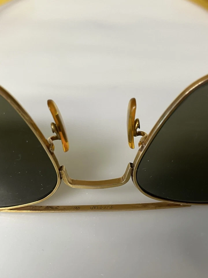 Gafas de sol American Optical AO Era de la Guerra de Vietnam Pilot 5 1/2 Dorado 1/10 12K GF VERDADERAS Foto 4 de 4