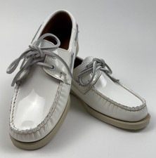 Sebago Women Docksides Portland Patent Leather Shoes White Size 7.5R NWT