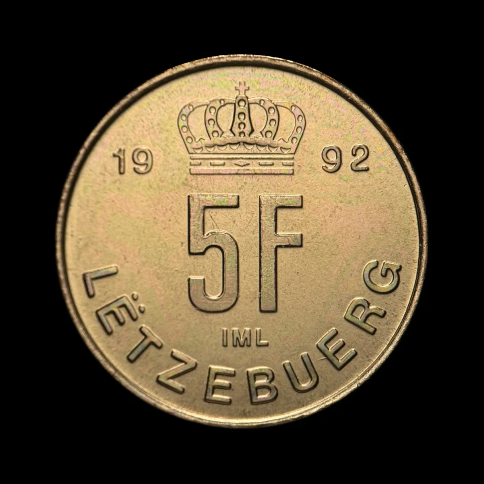 LUXEMBOURG. 1992, 5 Francs - Groussherzogtum Lëtzebuerg, Grand Duke Jean RARE 1 - Image 3 of 3