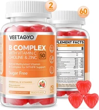 B Complex 50 Gummies Methylated B Complex with Vitamin CCholine & Zinc - Acti...