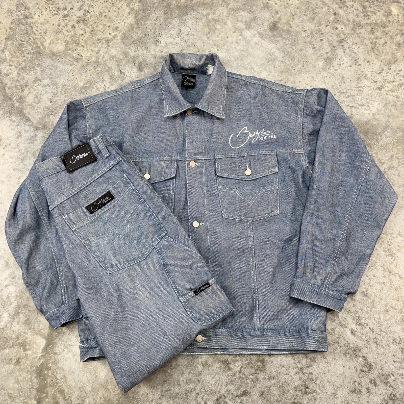 Brooklyn Xpress Jacket Pants Set Mens 2XL 34 y2k baggy hip hop skater Urban 90s