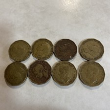 8x THREEPENCE 3d COINS George VI