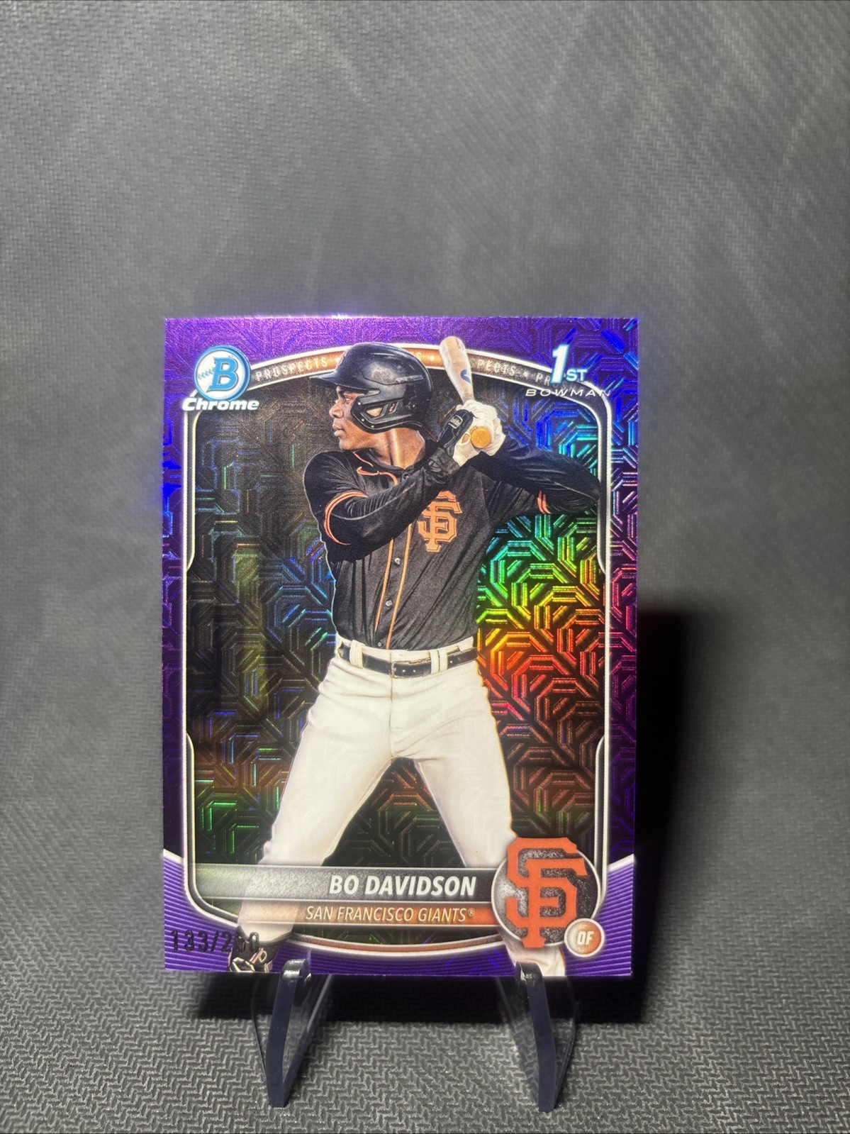 2025 Bowman Chrome Bo Davidson 1st Purple Pulsar Refractor 201/250 BJMY