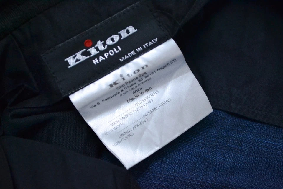 Calça social masculina xadrez azul Kiton 100% lã tamanho 52 R fabricada na Itália - Imagem 4 de 4