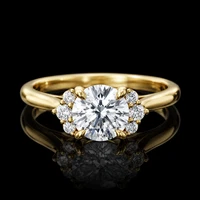 Round Moissanite Cluster Engagement Ring 925 Sterling Silver Floral Ring