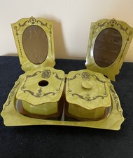 VANITY SET VINTAGE CELLULOID DRESSER TRAY, FRAMES, BOXES-ART DECO ERA