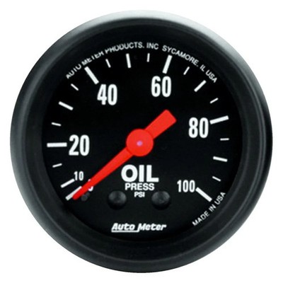 Auto Meter 2604 Z-Series 2-1/16'' Oil Pressure Gauge, 0-100 PSI