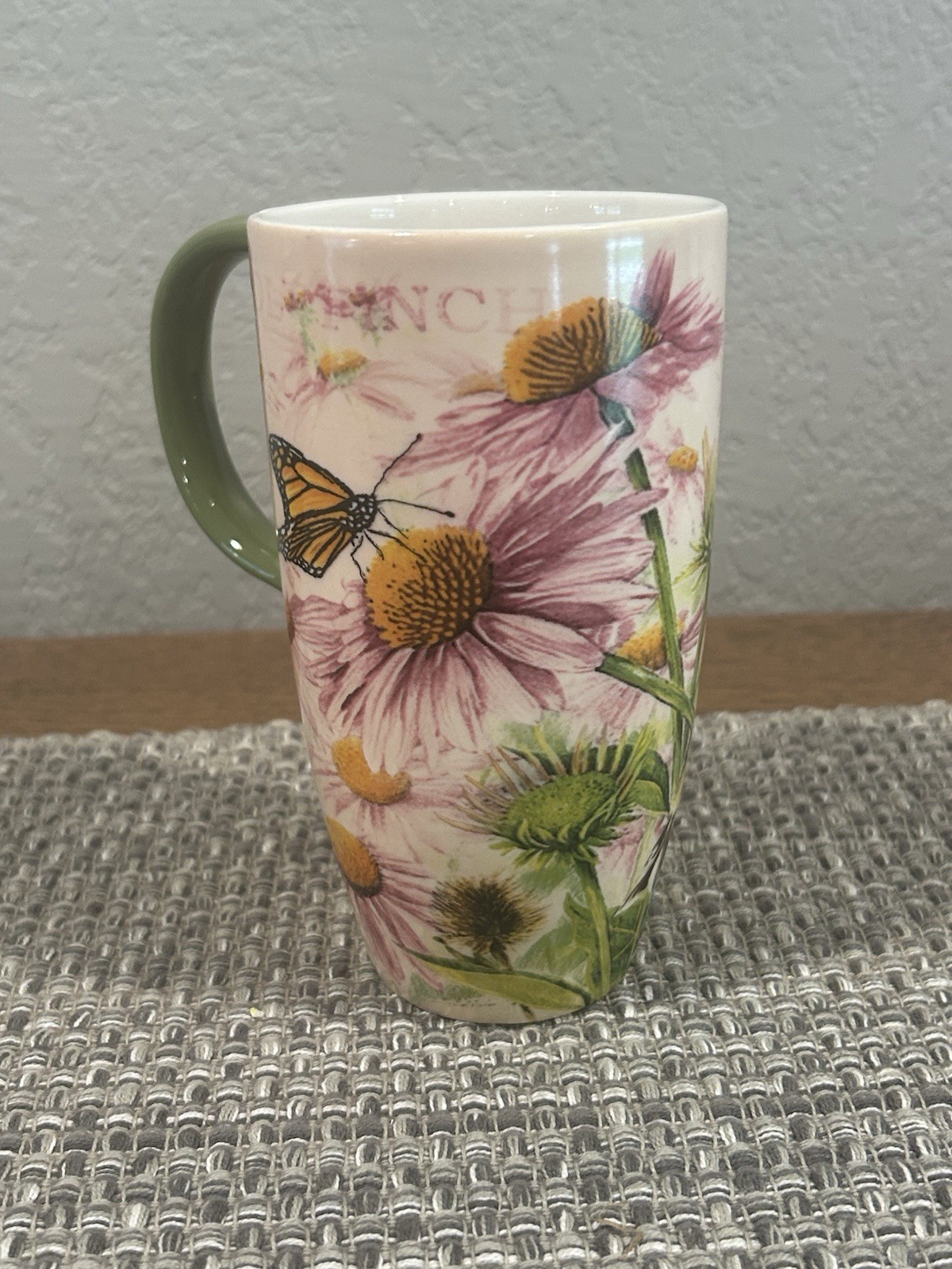 Cypress Home Ceramic 16oz Coffee Mug Tumbler Cottagecore Butterflies Flower EUC