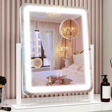 Large Vanity Mirror with Lights, 22" Lighted Makeup Mirror for Desk, 3 Color