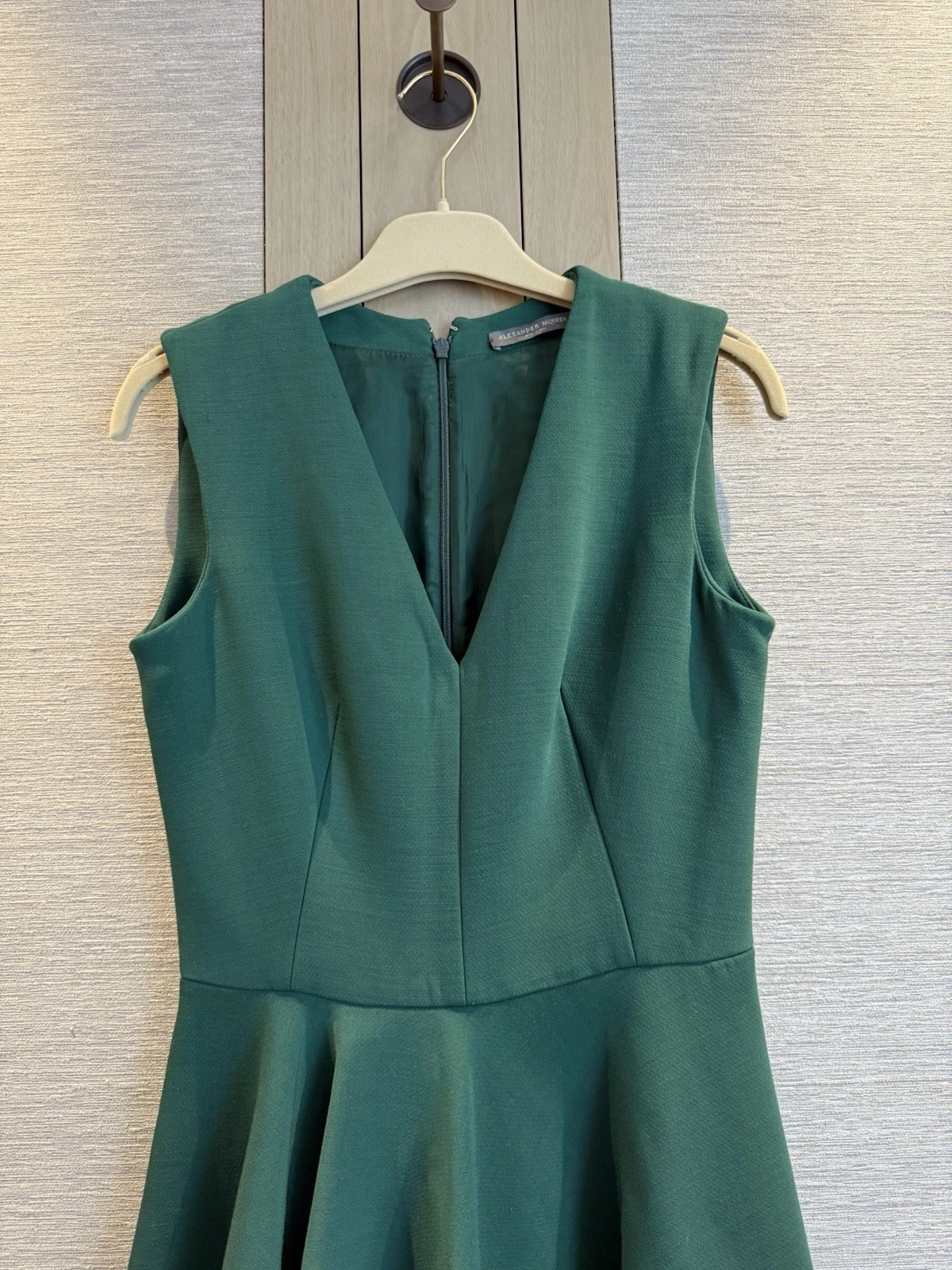 ABITO LANA ALEXANDER MCQUEEN VERDE ORLO ASIMMETRICO TG IT 38 UK 6