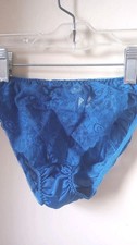 Vtg S WACOAL Silky Shiny Nylon Lace Frt Bikini Panty Cobalt Blue Discontinued