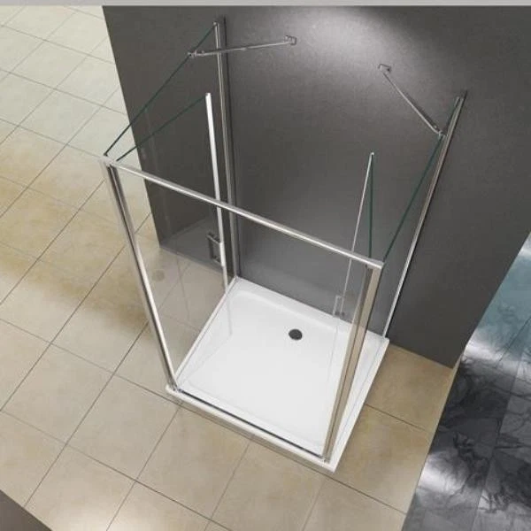 Cabine de douche en forme U Nora 90x90x195cm / 8 mm / en verre sans receveur - Photo 3/4