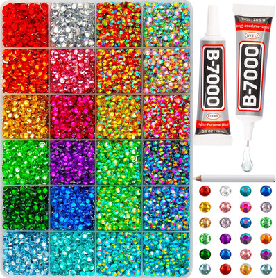 10000Pcs Multicolored 5Mm Rhinestones for Crafts with B7000 Gem Glue for Clothes