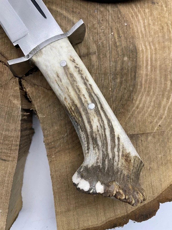 Handmade Carbon Steel Bowie Knife with Stag Handle & Leather Sheath |SkaldBlades - Image 3 of 4