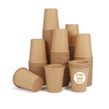 Paper Cups 100 Pack 8 Oz Kraft Paper Cups Paper Coffee Cups 8 Oz Hot Cups