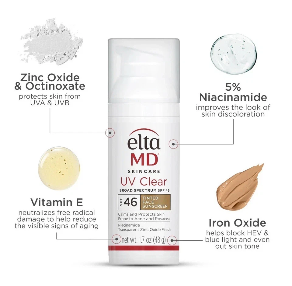 Elta MD UV Clear TINTED Facial Sunscreen SPF 46 1.7 oz New in Box - Exp 03/2027 - Image 2 of 4