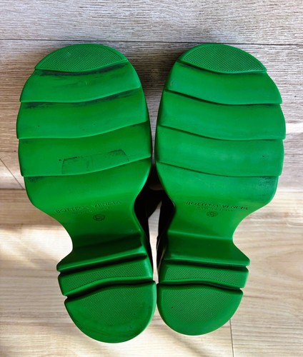 BOTTEGA VENETA Women's 6.5 M Blk/Green Leather Platform Heel Chelsea Boots Italy - Picture 11 of 12
