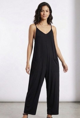 Black Harem Jumpsuit Small NWOT Baggy Boho Romper Front Pockets(E83)