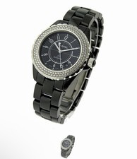 CHANEL J12 Automatic Analog Wristwatch, Black Ceramic, Diamond Accent