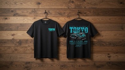 TOKYO Racing Print Vintage Cotton T-Shirt Mens Street Style