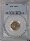 1898 Barber dime, PCGS MS62, Nicely  toned