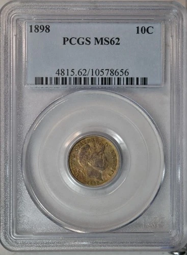 1898 Barber dime, PCGS MS62, Nicely  toned