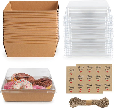 Charcuterie Boxes 20 Pack with Clear Lids, Square Disposable Paper  Containers t