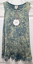 NWT Hayden Girls 9/10 Blue Distressed Tank Top/Short Dress W/Lace Trim
