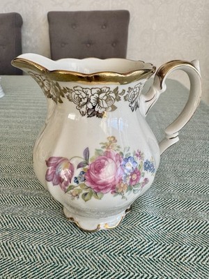 Vintage Mitterteich Bavaria Milk Jug Floral Gold Porcelain Germany
