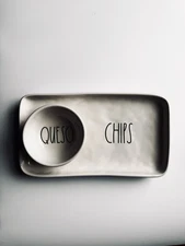 Rae Dunn by Magenta, Chips & Queso Serving Plate w/ Dip Bowl