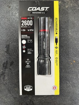 Coast XP11R Pro 2600 Lumen Rechargeable Dual Power Flashlight, Slide Focus 30348