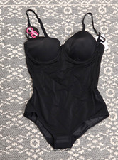 New Maidenform Firm Foundations Shaping Bodysuit - Size 38B - Black
