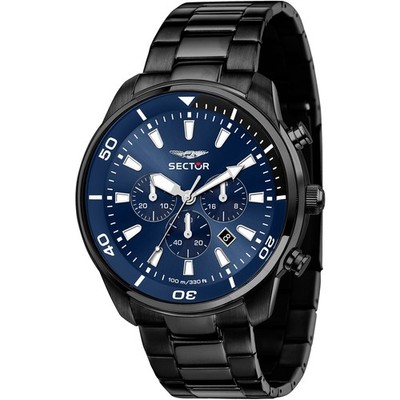 Mens Wristwatch SECTOR OVERSIZE R3273602016 Chrono Stainless Steel Black Blue