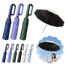 Ring Buckle Design 10 Rib Fully Automatic Umbrella For Men Small Compact Foldin