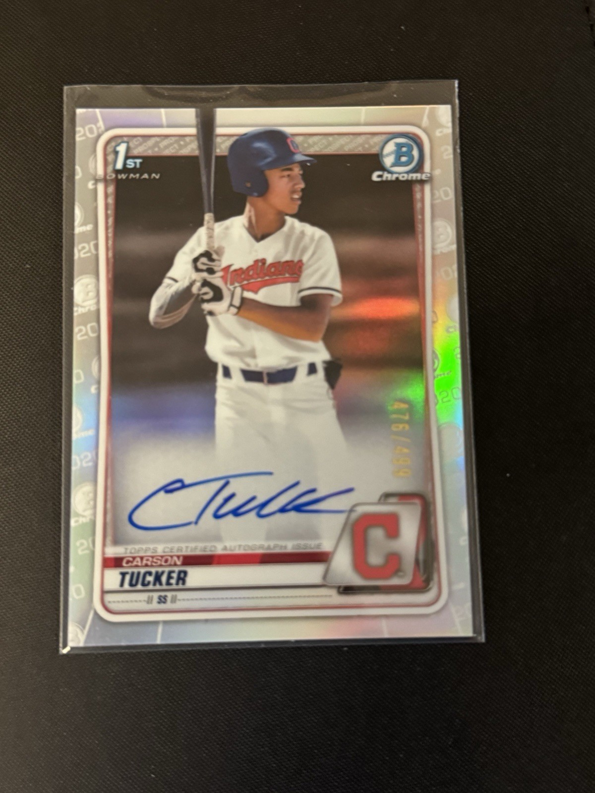 Carson Tucker 2020 Bowman Chrome 1st Auto Refractor /499 Guardians