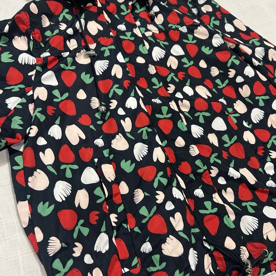 Chaqueta Parka Lluvia French Connection Colorido Estampado Bayas Capucha Desmontable Talla 12 Foto 2 de 4