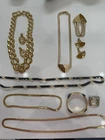Vintage Signed Trifari Monet Napier Jewelry Gold Tone Lot of 10