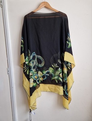 Roberto Cavalli Kaftan Dress with Lemon and Snake Print BNWT